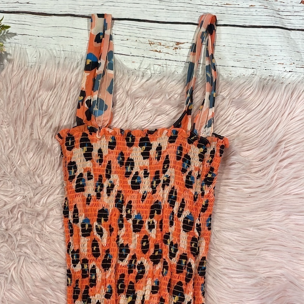 Waverly Grey Printed Sally Dress Leopard Print Mini Fitted Ruffle Beach - Picture 8 of 9